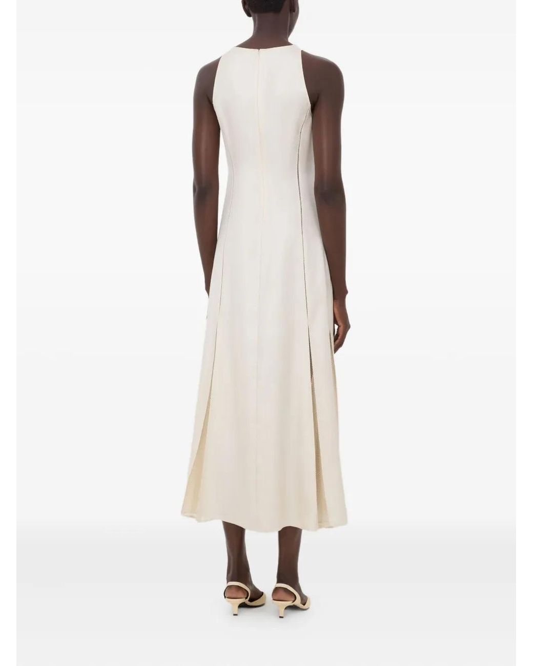 Loulou de Saison White Iraka Lace-Stitching Midi Dress