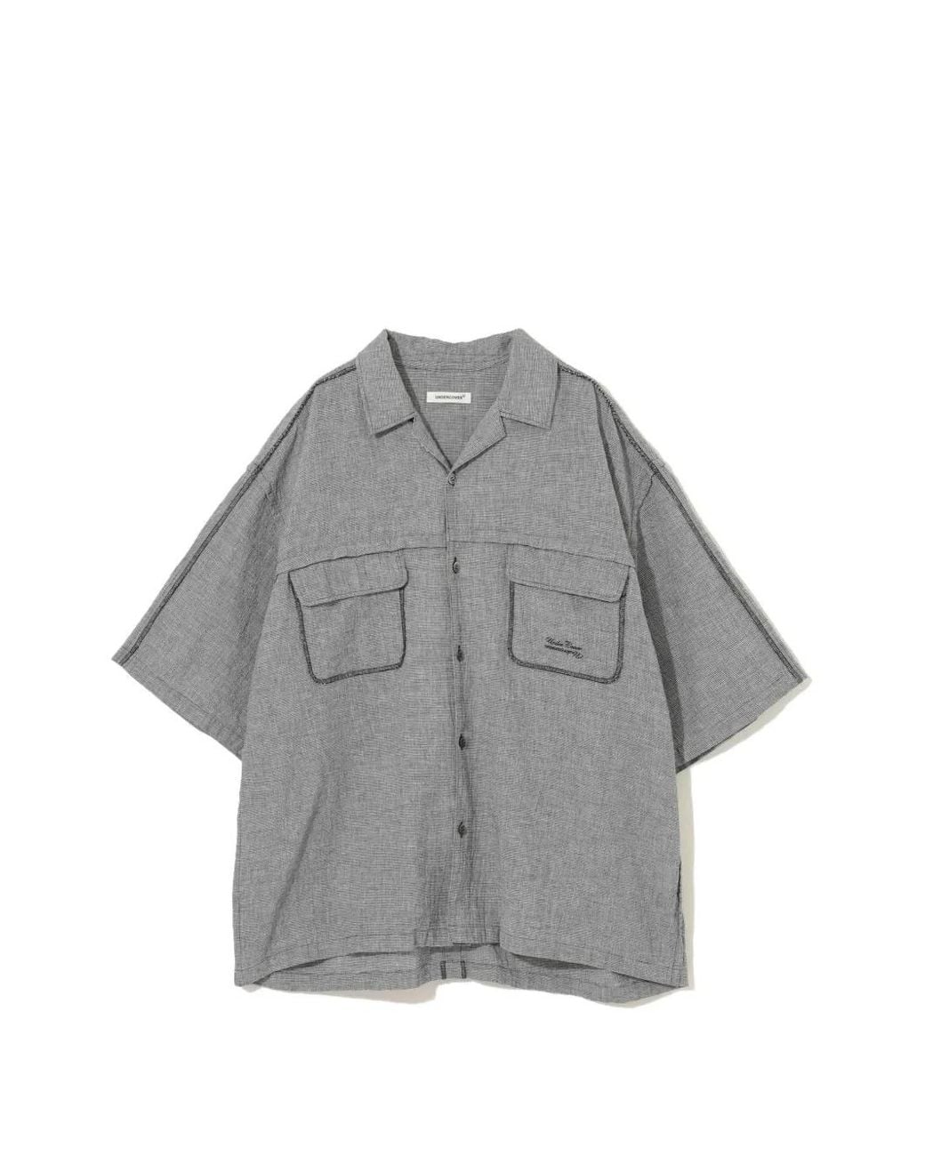 Undercover Gray Chemise À Motif Pied-De-Poule Et Poches Poitrine for men