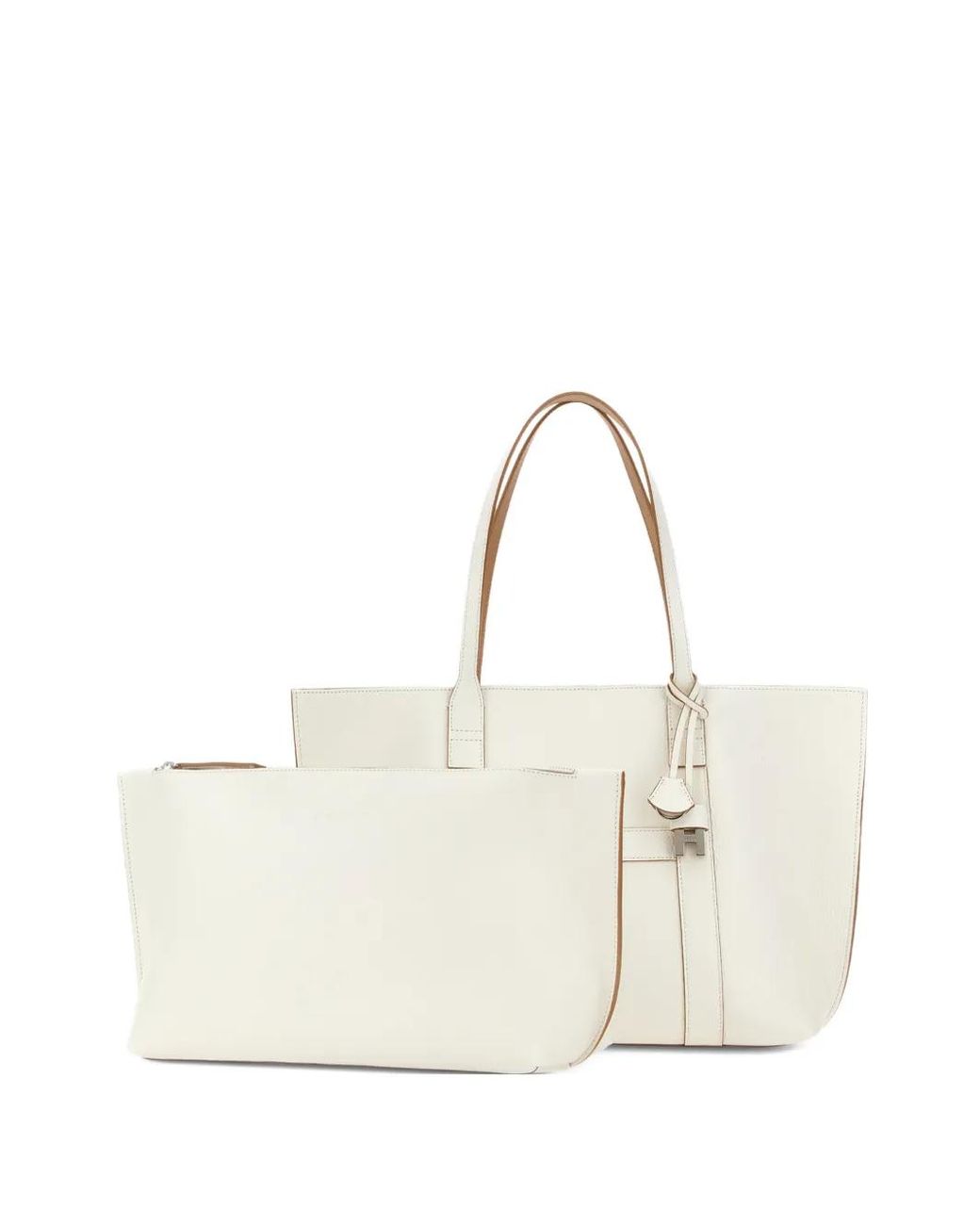 Hogan White Script Media Shopping Bag