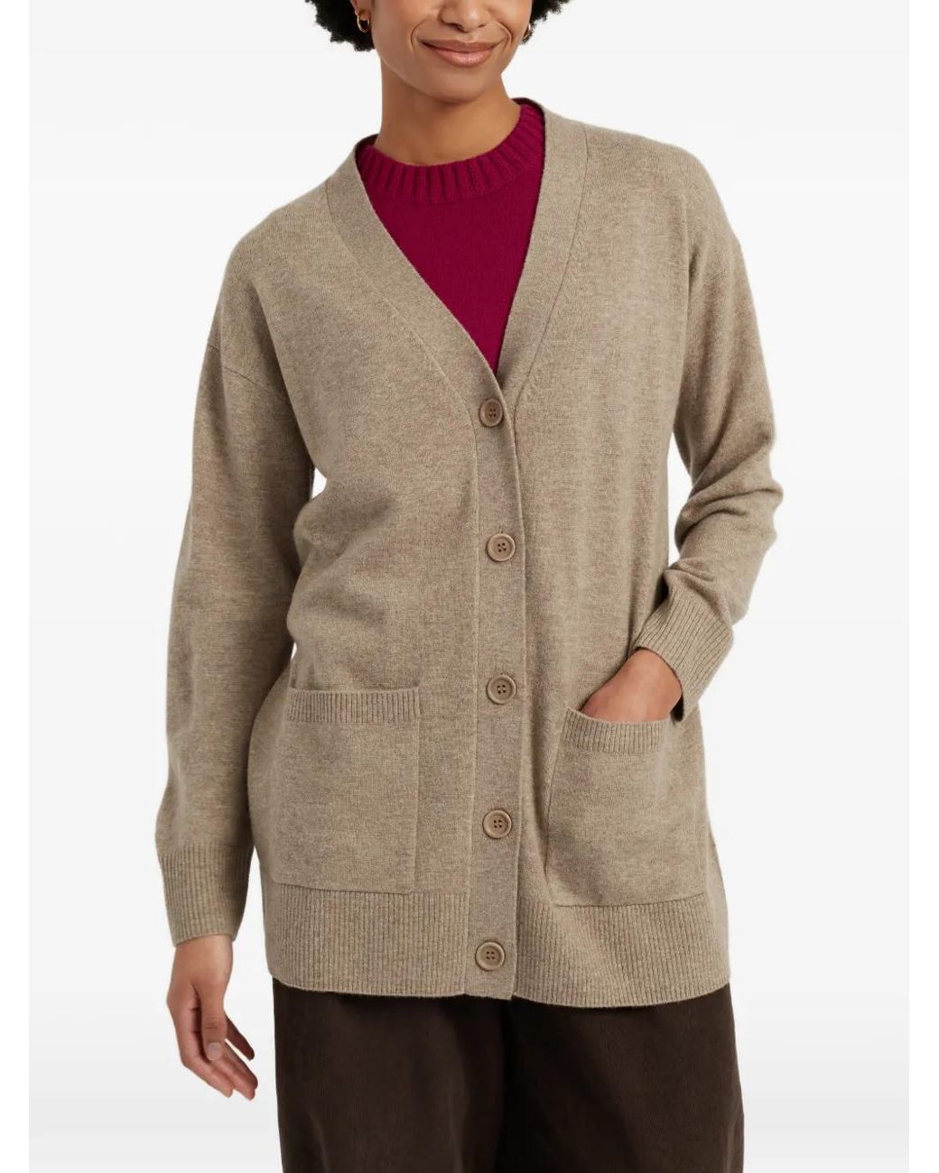 Chinti & Parker Natural Basics Button-Front V-Neck Cardigan