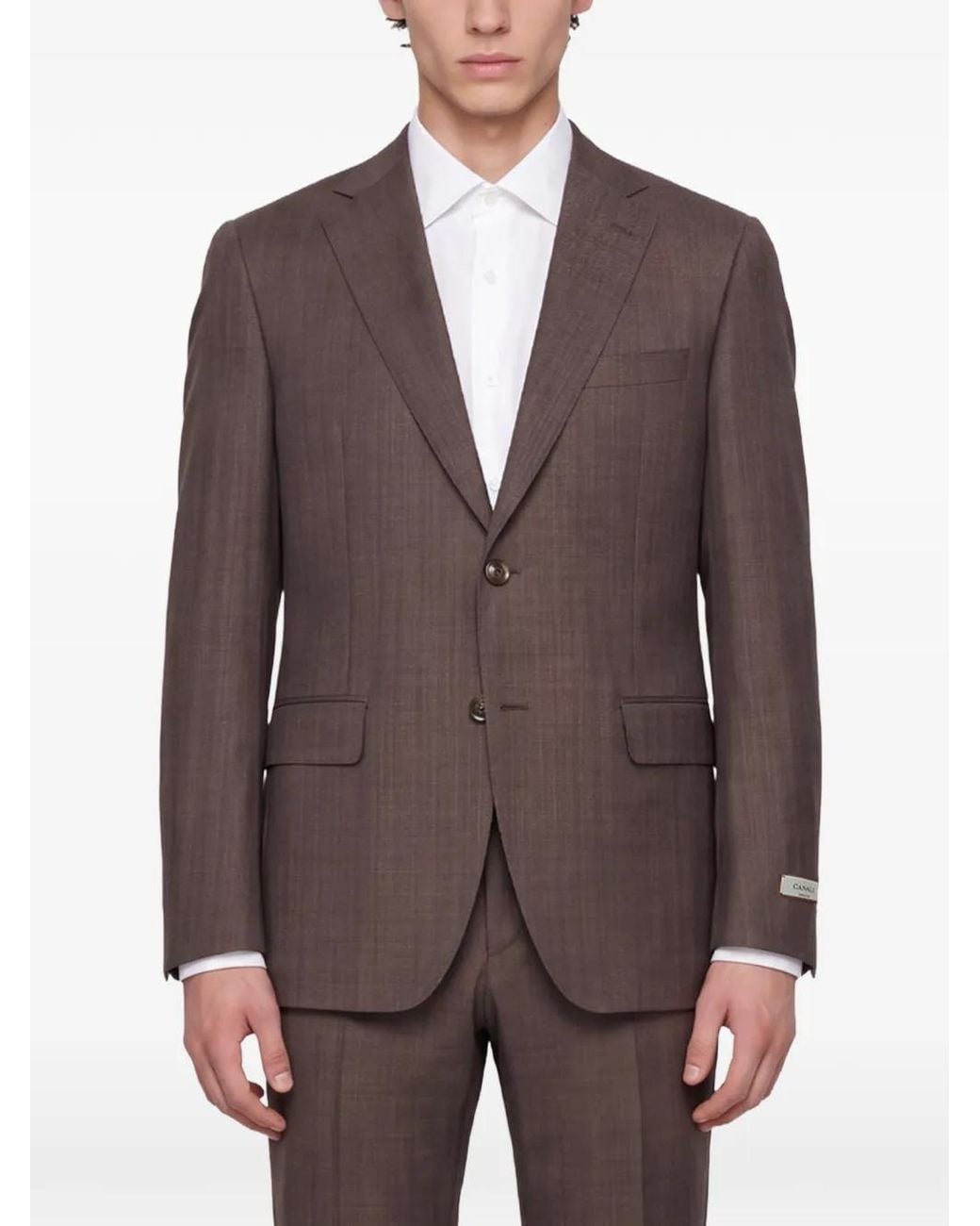Canali Brown Single-Breasted Notched-Lapels Suit for men