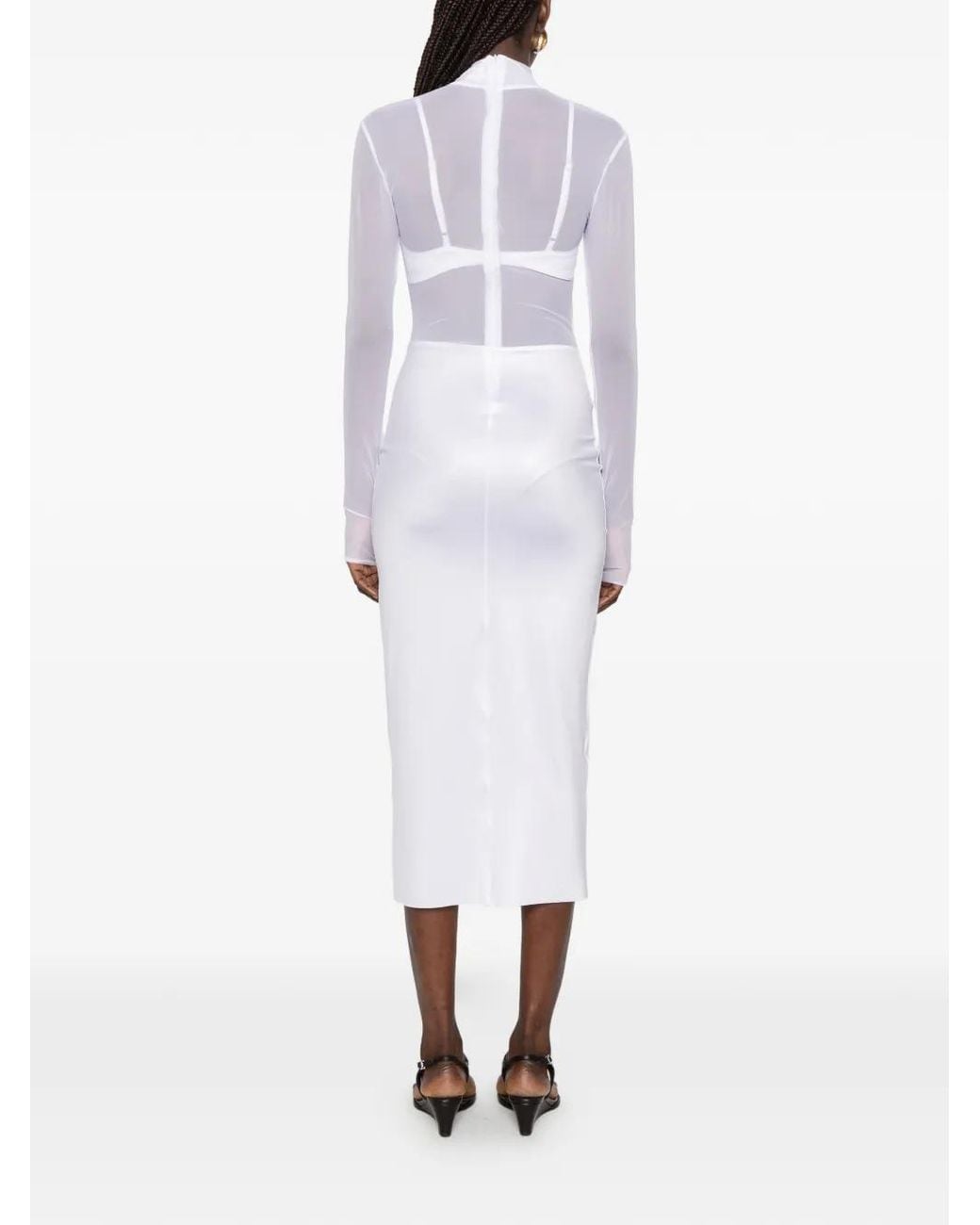 Mazzei White Margherita Mesh-Panelled Dress