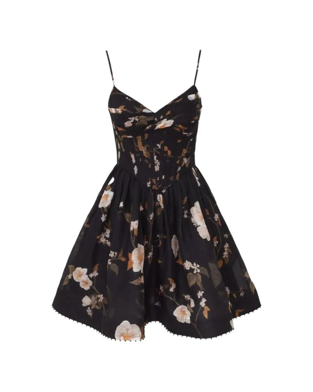 Zimmermann Black Floral-Print Corset-Style Mini Dress