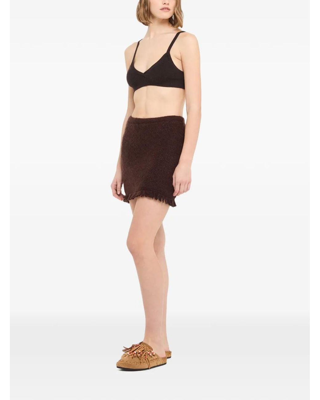 Falda Corta Con Flecos Alanui de color Brown