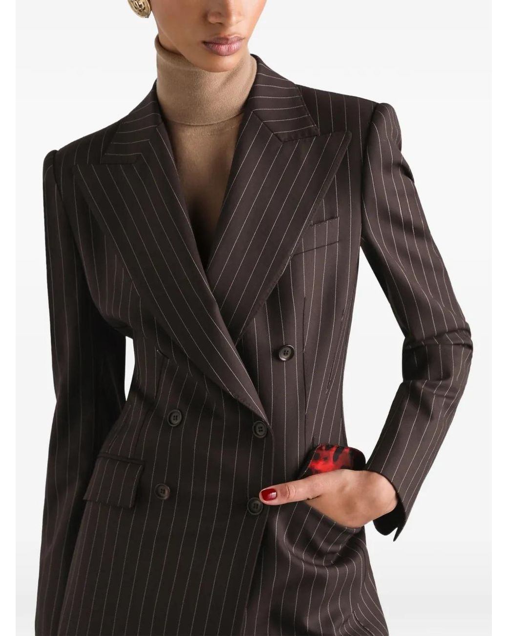 Dolce & Gabbana Black Dolce & Gabbana Double-Breasted Pinstripe Turlingon Blazer