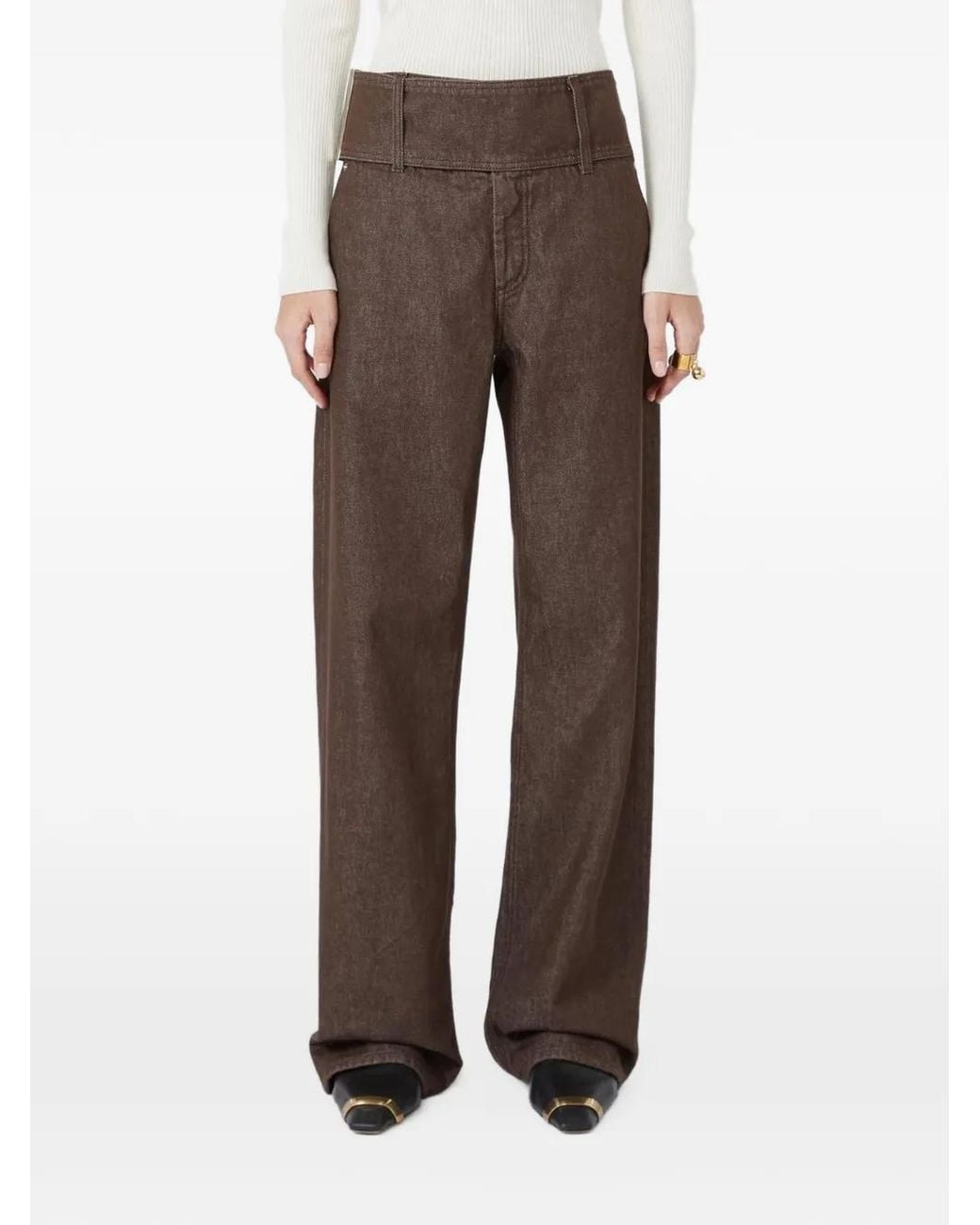Max Mara Brown Vertice Wide-Leg Jeans
