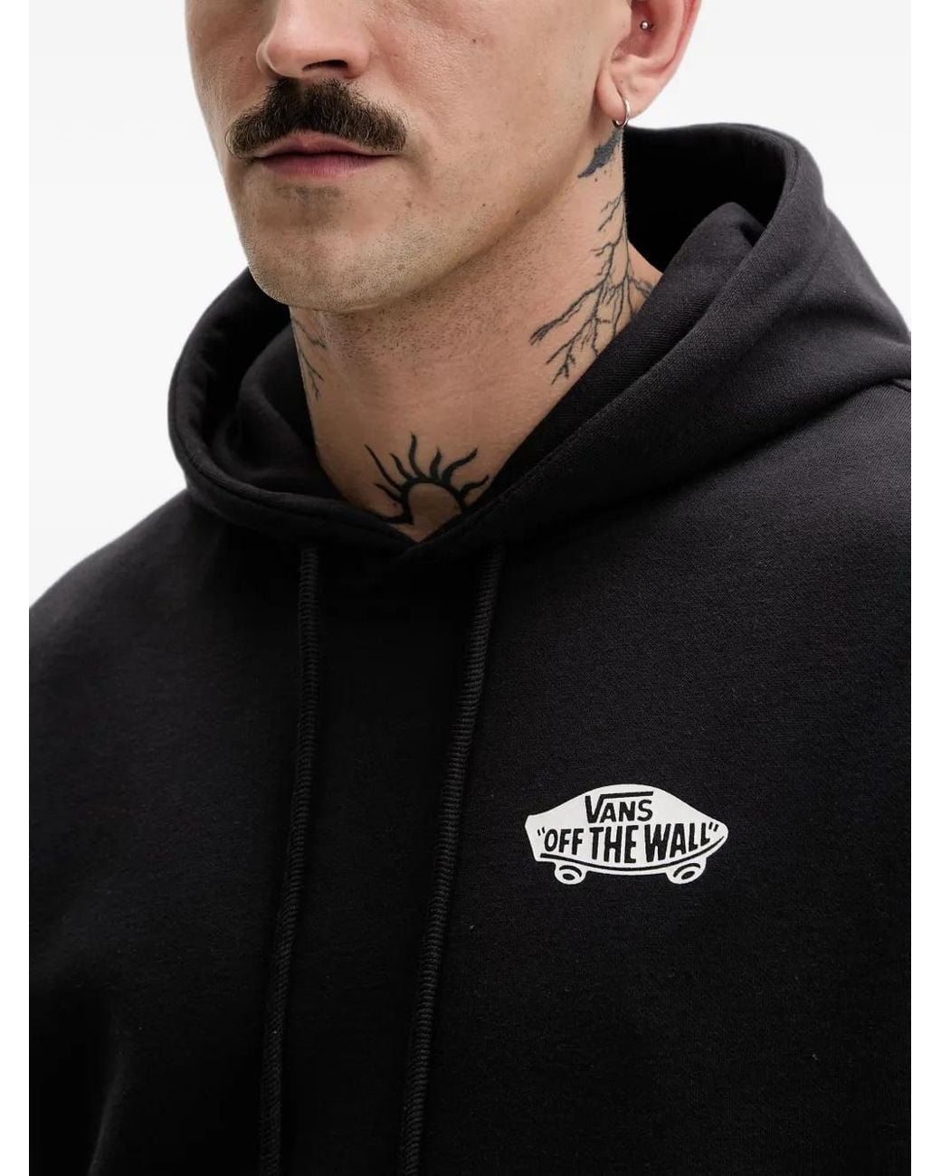 Vans Black Logo-Print Drawstring Hoodie for men