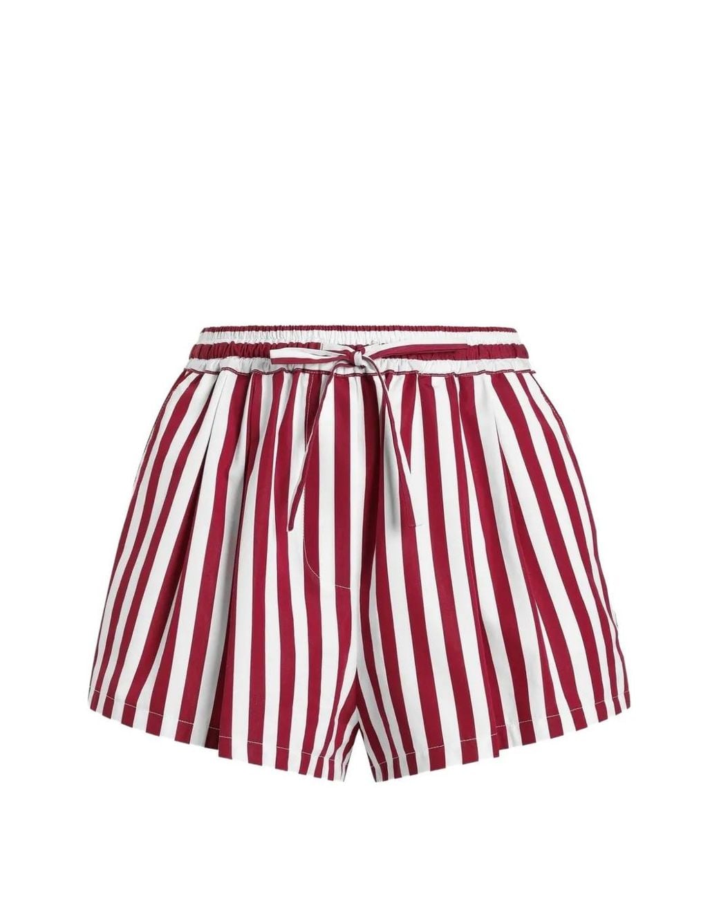 Dolce & Gabbana Red Striped Drawstring-Waistband Shorts