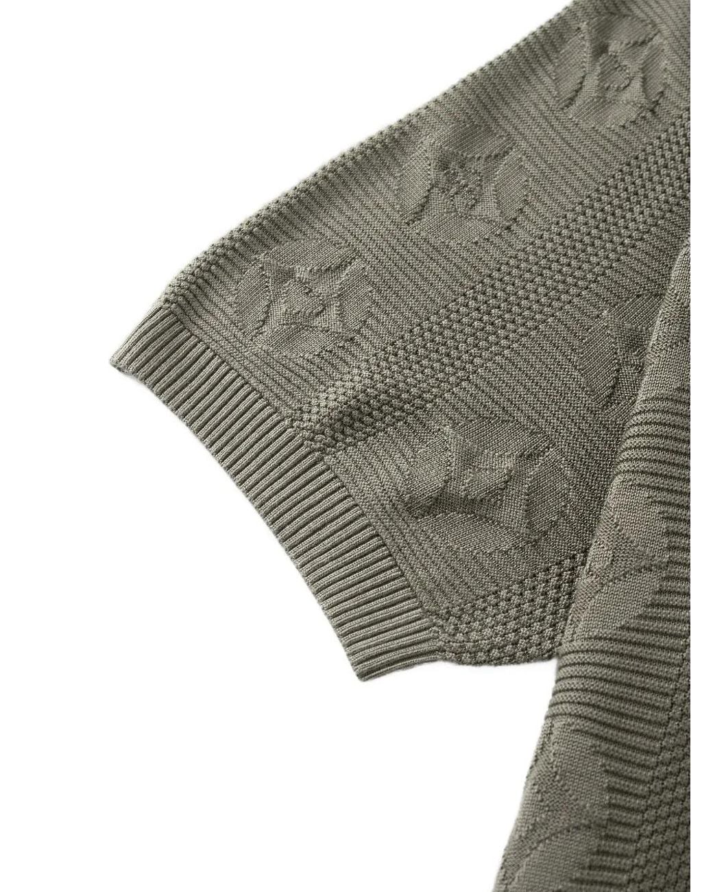 Shanghai Tang Green Coin Jacquard-Knit Silk Polo Shirt for men