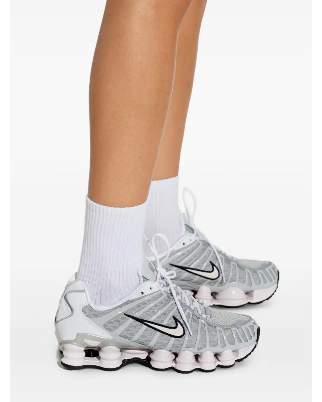 Nike White 'Shox Tl' Sports Shoes