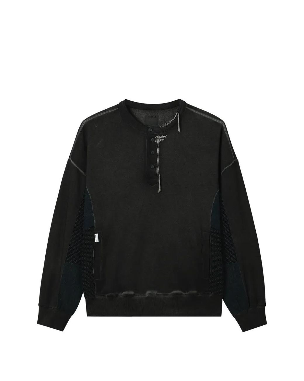 Musium Div. Black Embroidered Panelled Sweatshirt for men