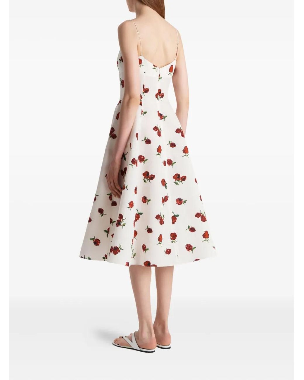 Khaite White Isabella Floral-Print Midi Dress