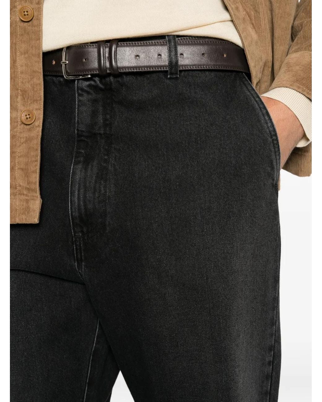 Barena Black Faded Straight-Leg Jeans for men