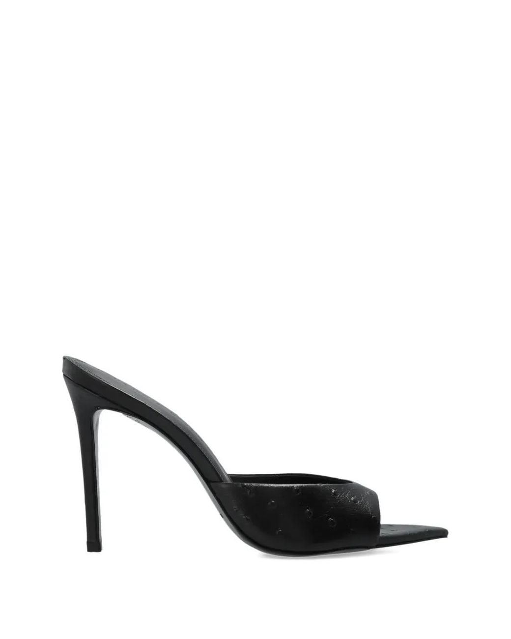 Black Suede Studio White Textured Leather Sandals