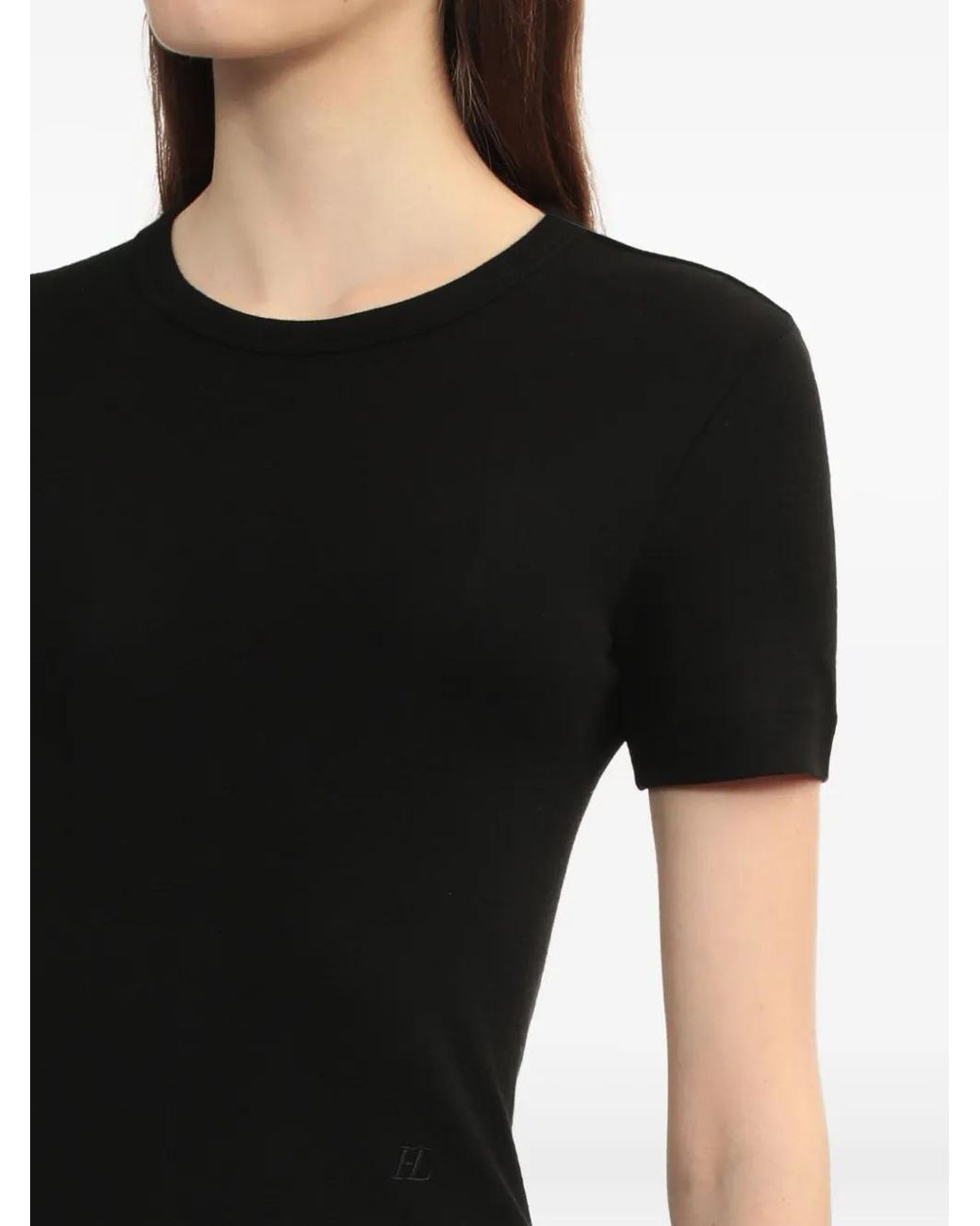 Helmut Lang Black Shrunken Ribbed-Knit Top