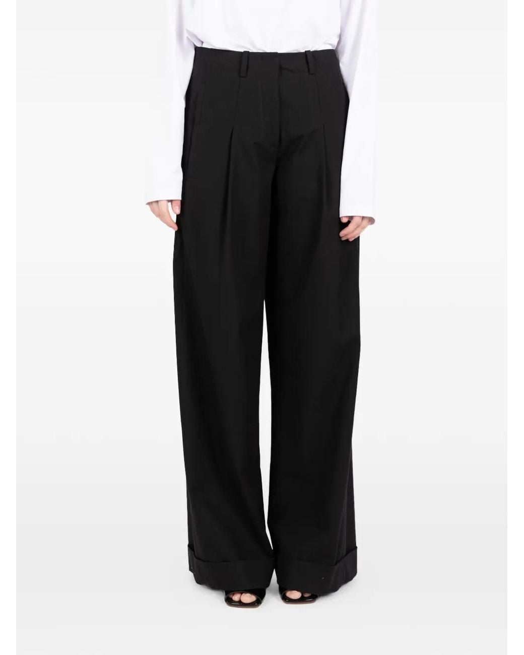 Societe Anonyme Black Pleated Wide Trousers