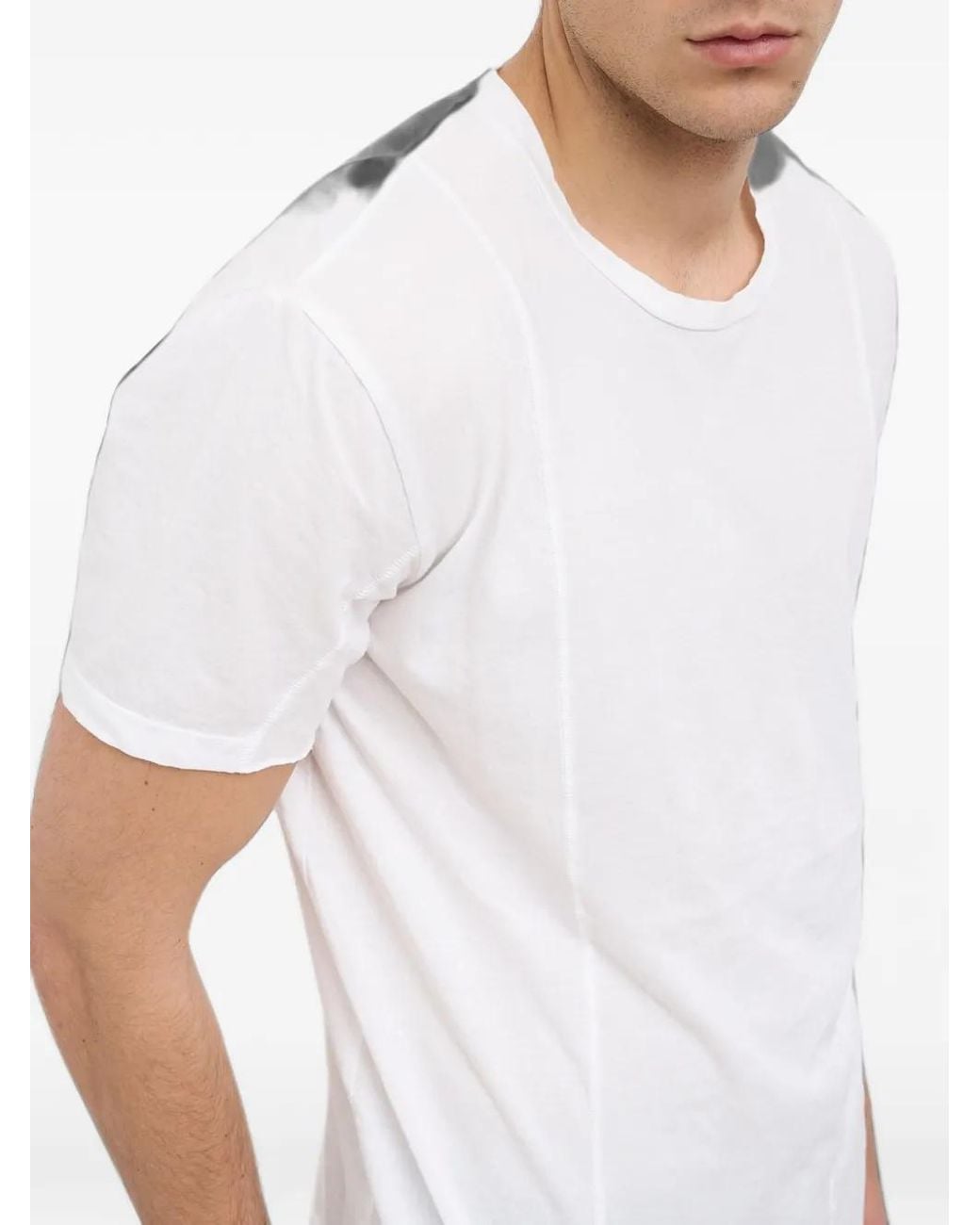 MD75 White Exposed-Seam Raw-Cut Cotton T-Shirt for men