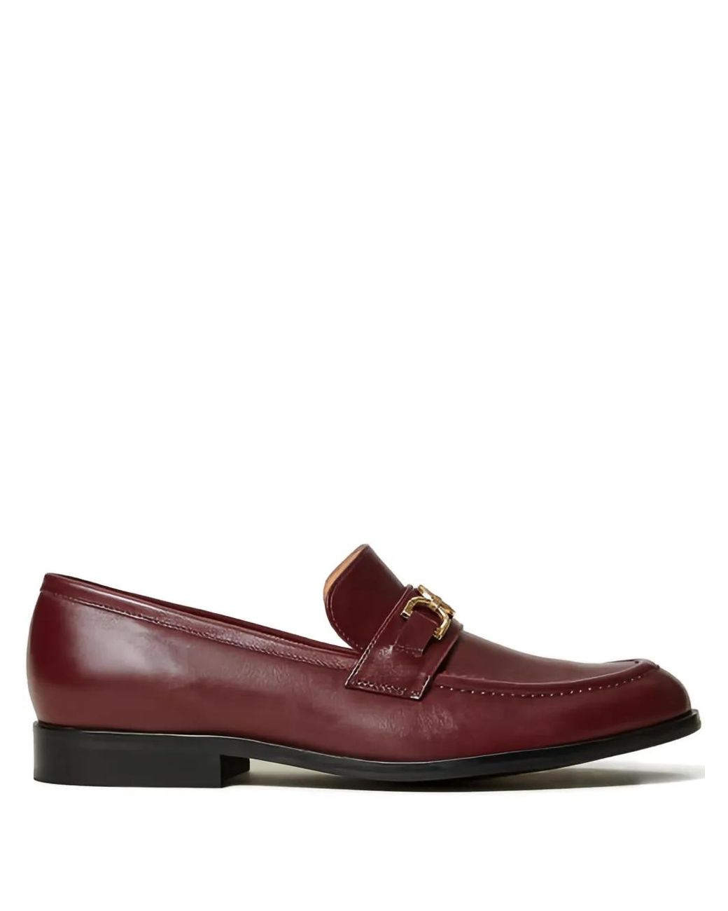 Twinset Brown Oval-T Clasp Leather Loafers