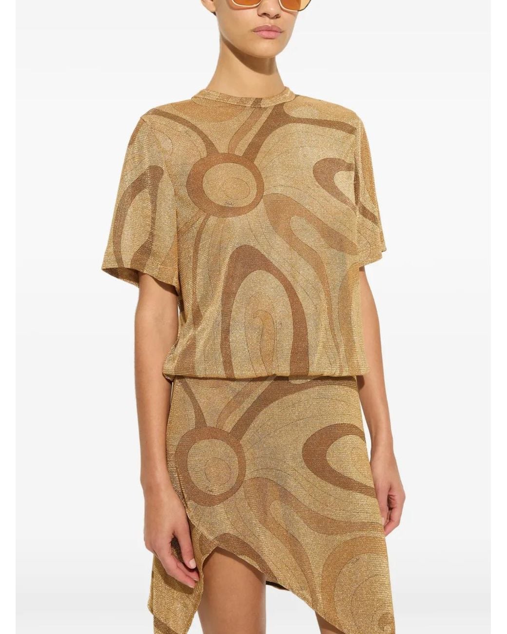 Emilio Pucci Natural Marmo-Print Voile Top