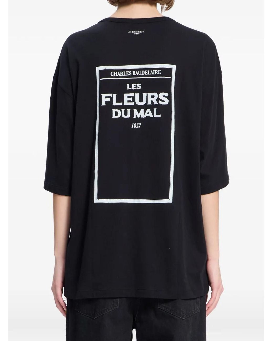 Ann Demeulemeester Black Slogan-Print T-Shirt