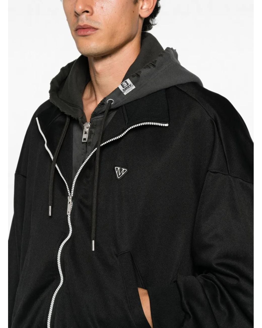 Maison Mihara Yasuhiro Black Logo-Patch Zip-Up Jacket for men