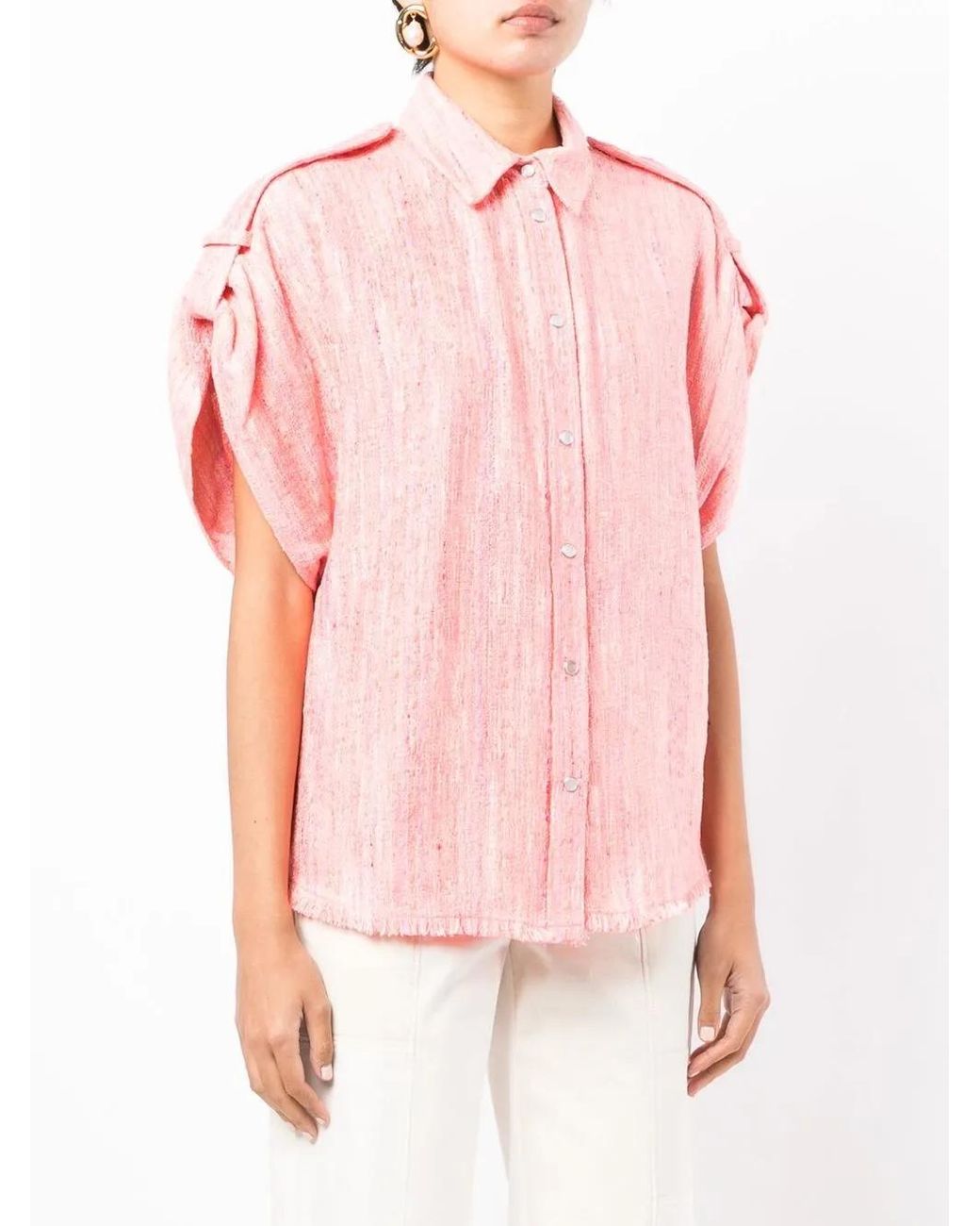 IRO Pink Button-Up Tweed Shirt