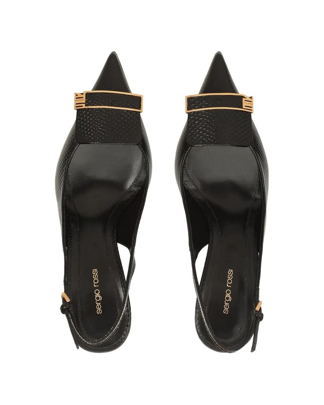 Sergio Rossi Black Sr Evolv Lizard-Effect Heeled Pumps