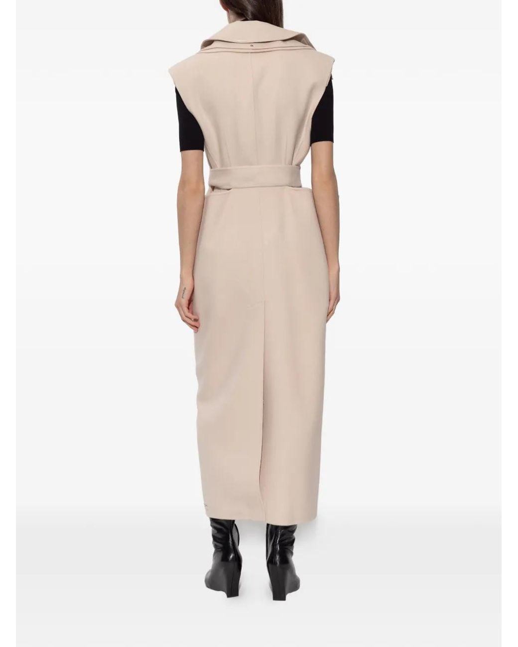 Sportmax White Spsbosso Belted Sleeveless Coat