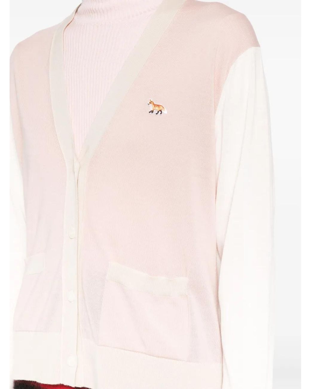 Maison Kitsuné Pink Embroidered Logo Cardigans
