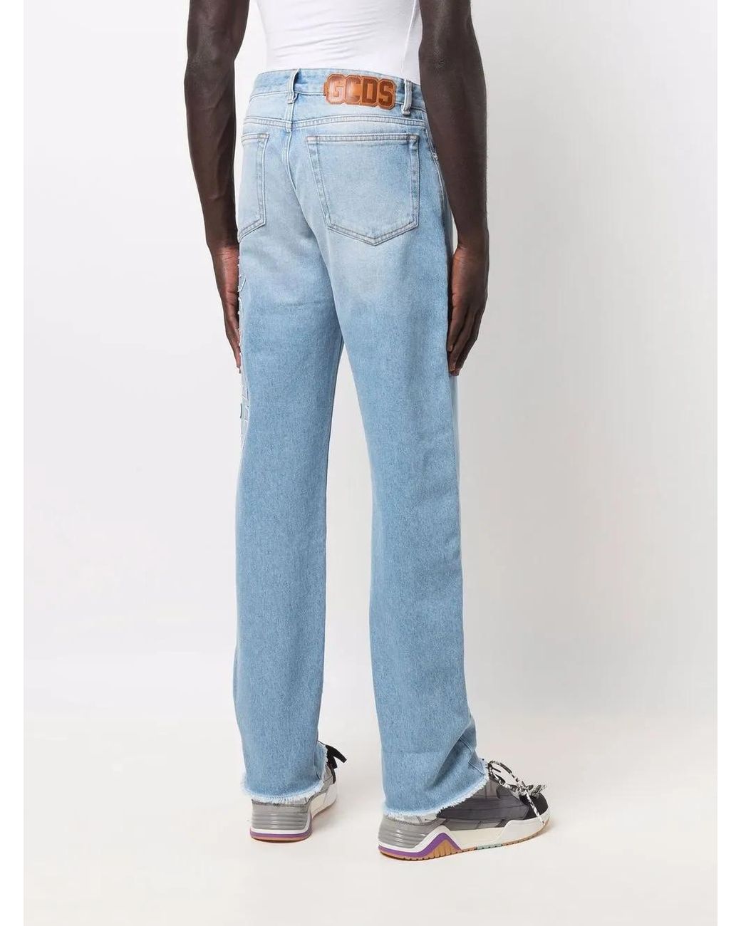 Gcds Blue Light-Wash Wide-Leg Jeans for men