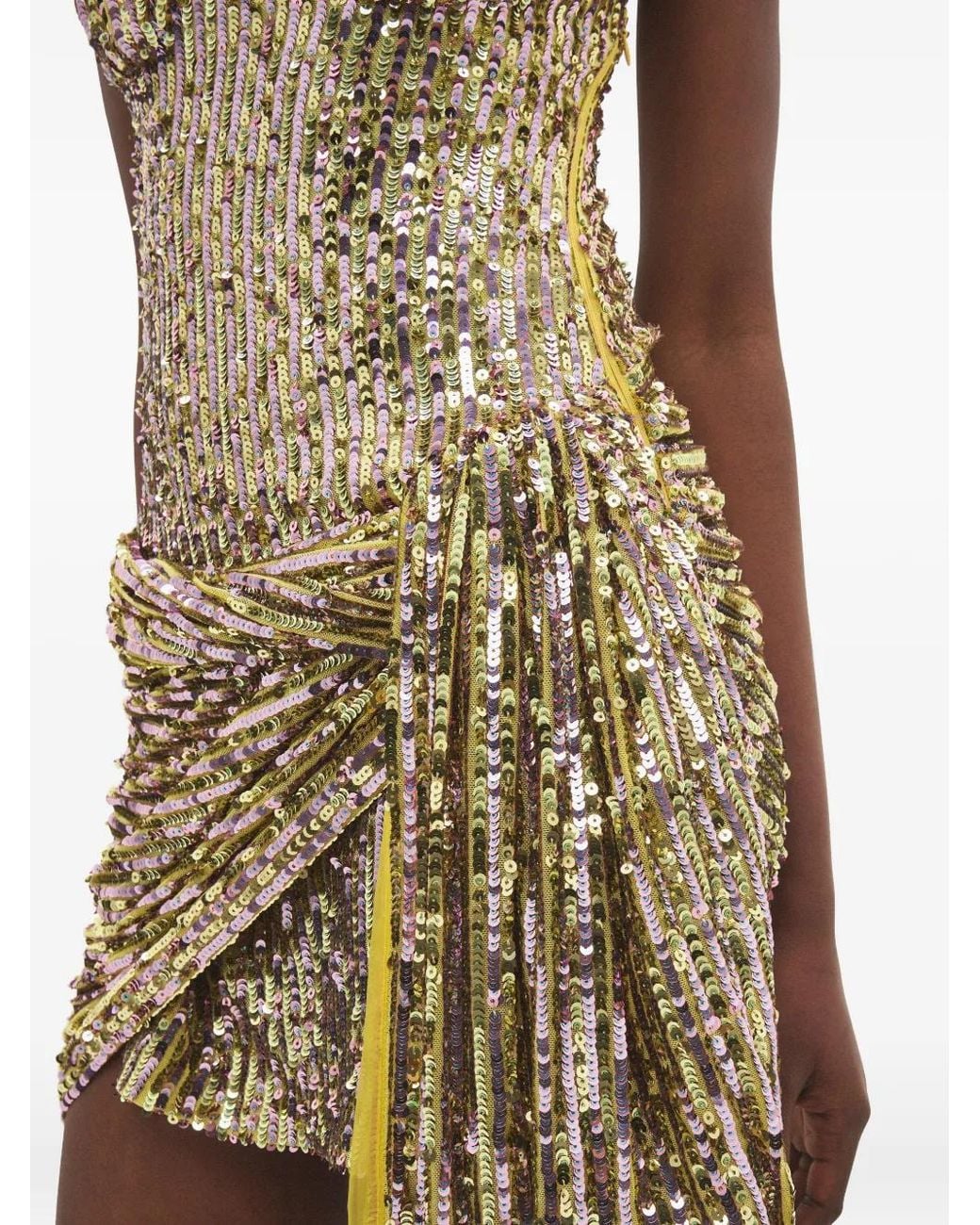 Area Green Sequin-Embellished Wrapped Dress