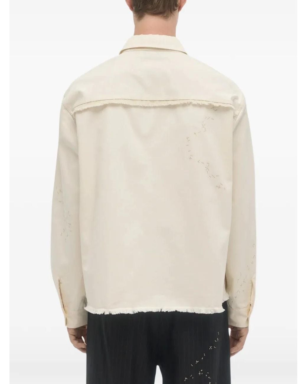 DOMREBEL White Sleazer Cropped Frayed Overshirt for men
