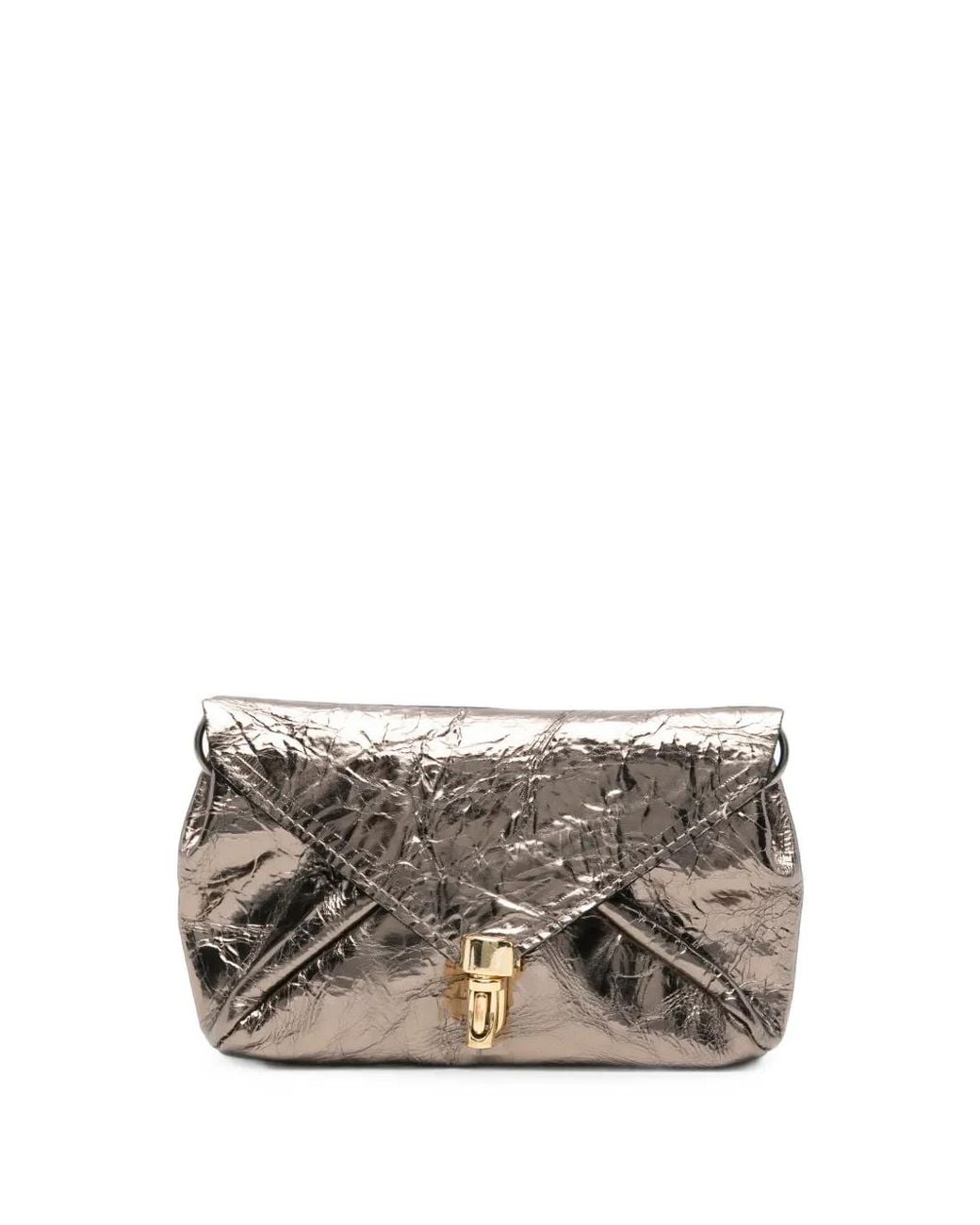 UN TÈ DA MATTI Gray Ghiro Crinkled-Finish Clutch Bag