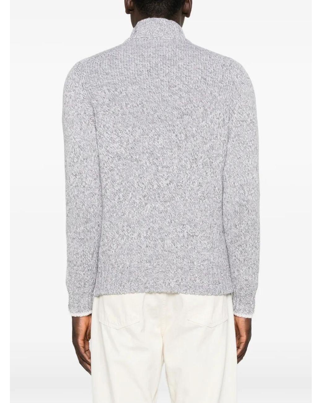 Gran Sasso Gray Zip-Up Marl-Knit Cardigan for men