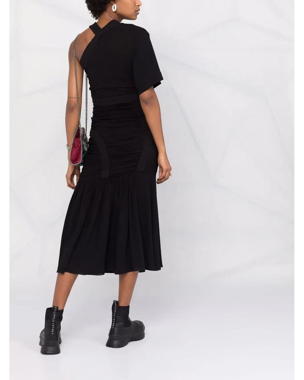 Stella McCartney Black Single-Sleeve Midi Dress