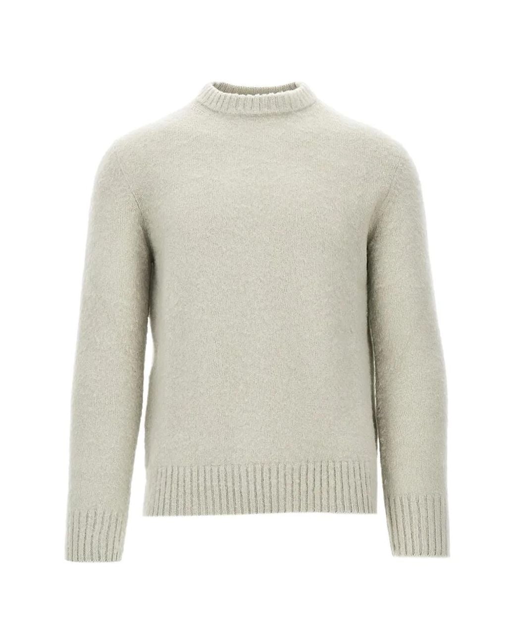 Piacenza Cashmere White Ribbed-Trim Wool Sweater for men