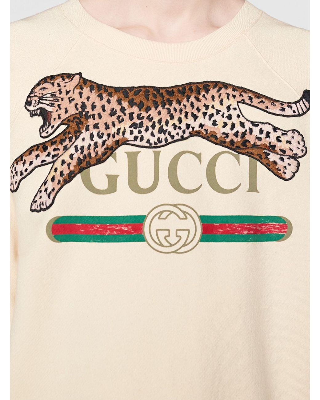 gucci logo sweatshirt with leopard