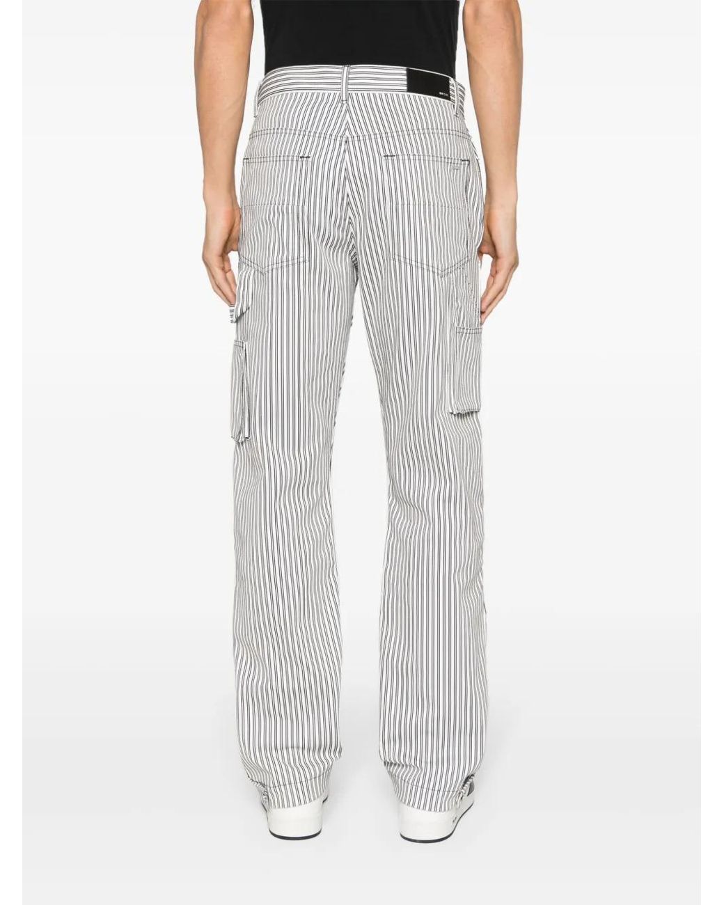 Amiri Gray White Striped Cotton Trousers - Men's - Cotton for men