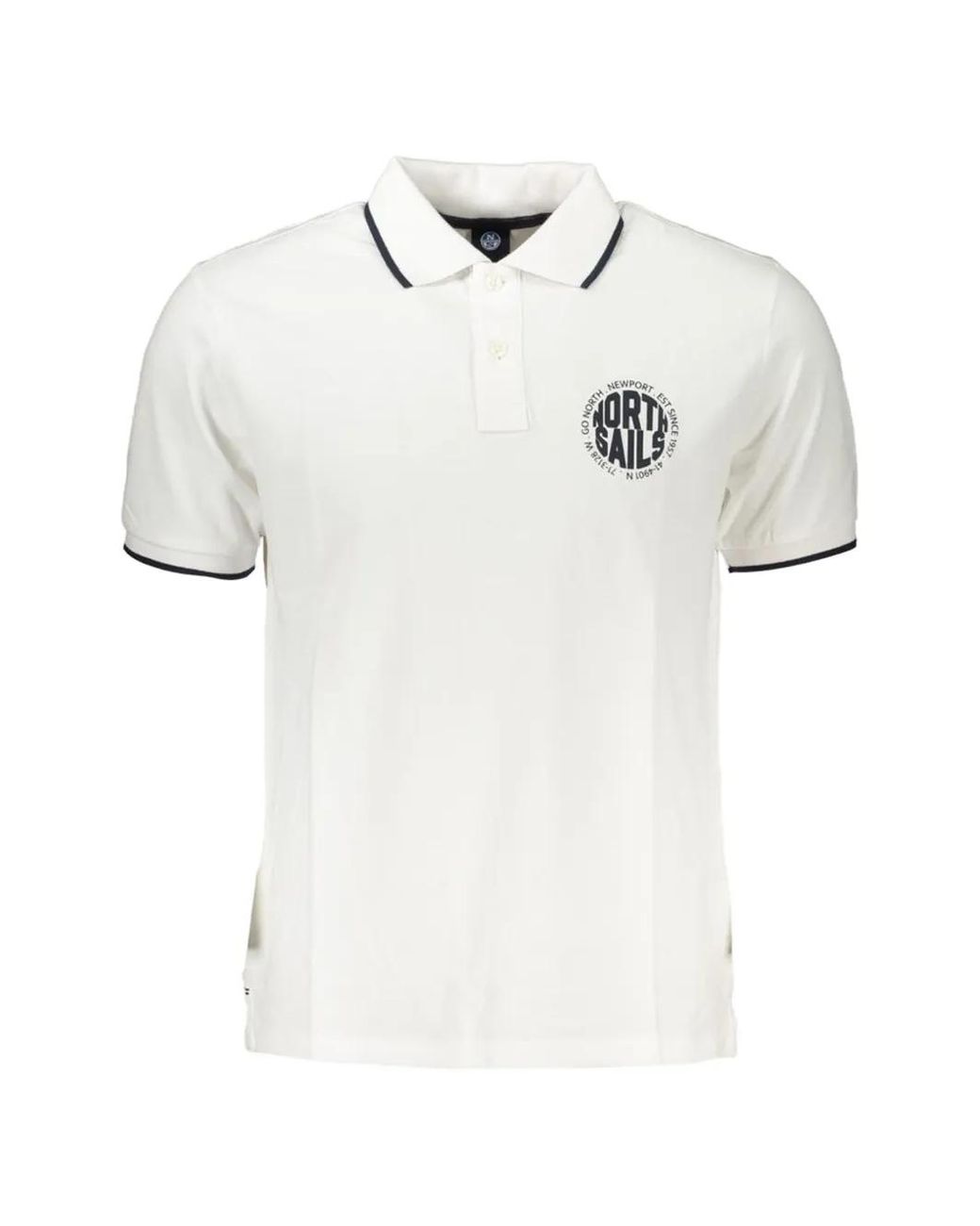North Sails White Logo-Print Tipped Polo Shirt for men