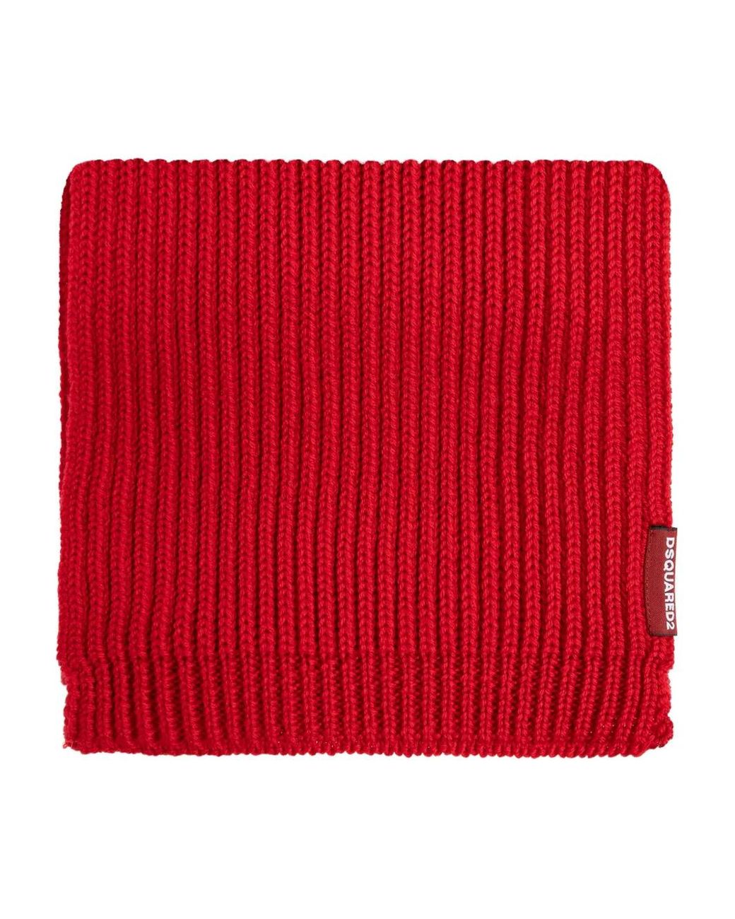 DSquared² Red Ribbed Beanie And Scarf Set for men