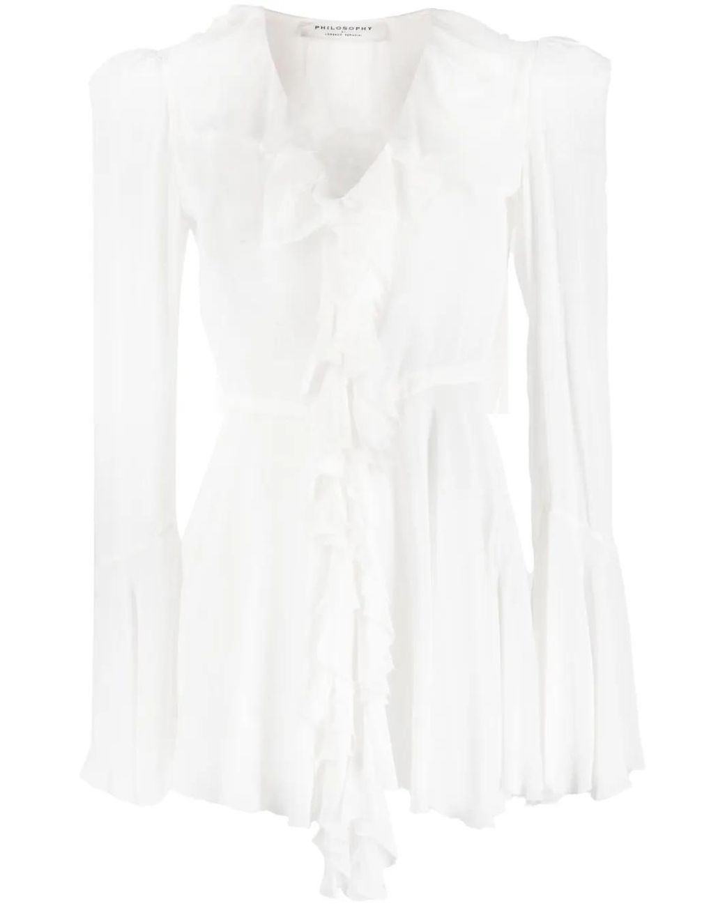 Philosophy Di Lorenzo Serafini White Ruched-Trim V-Neck Blouse