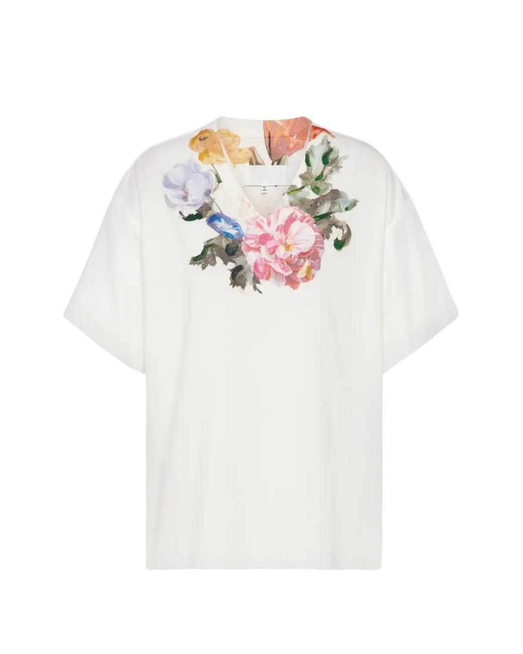 Maison Margiela White Floral V-Neck T-Shirt