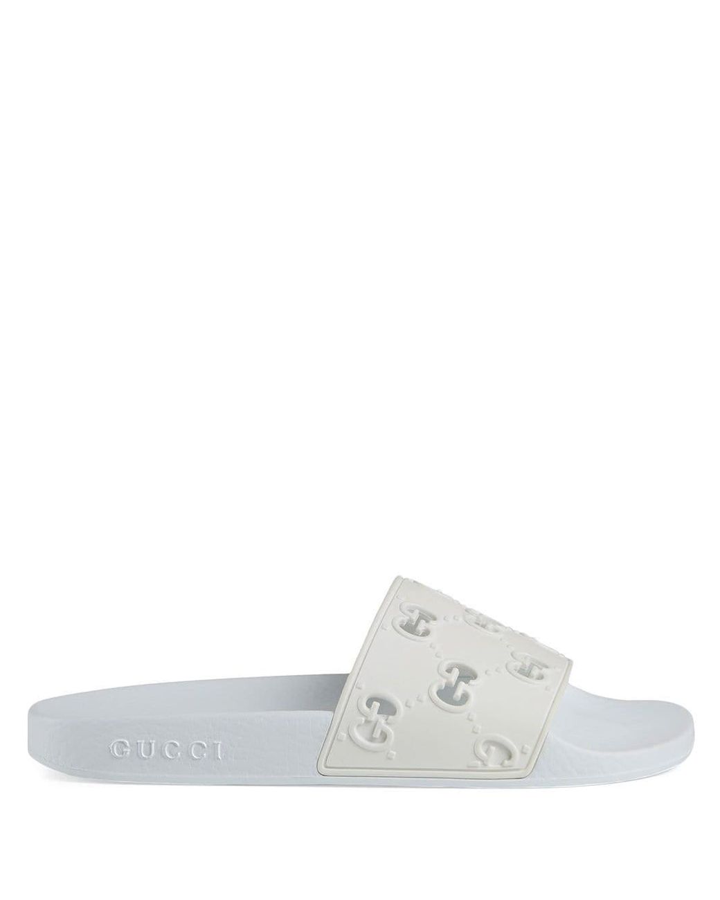 white gucci pool slides