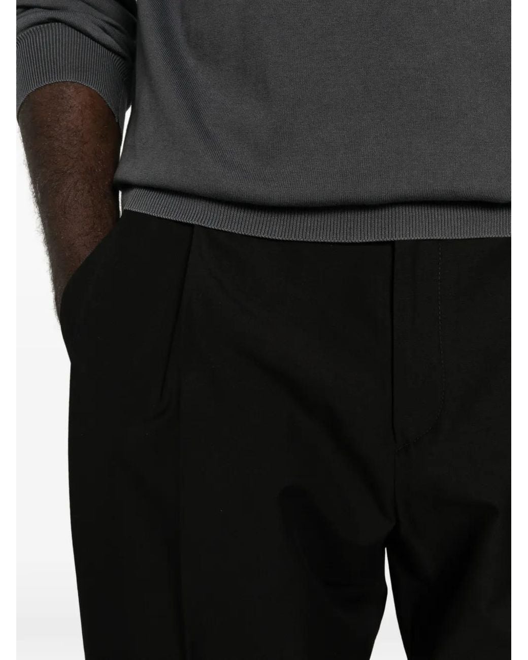 Briglia 1949 Black Pleated Pressed-Crease Trousers for men