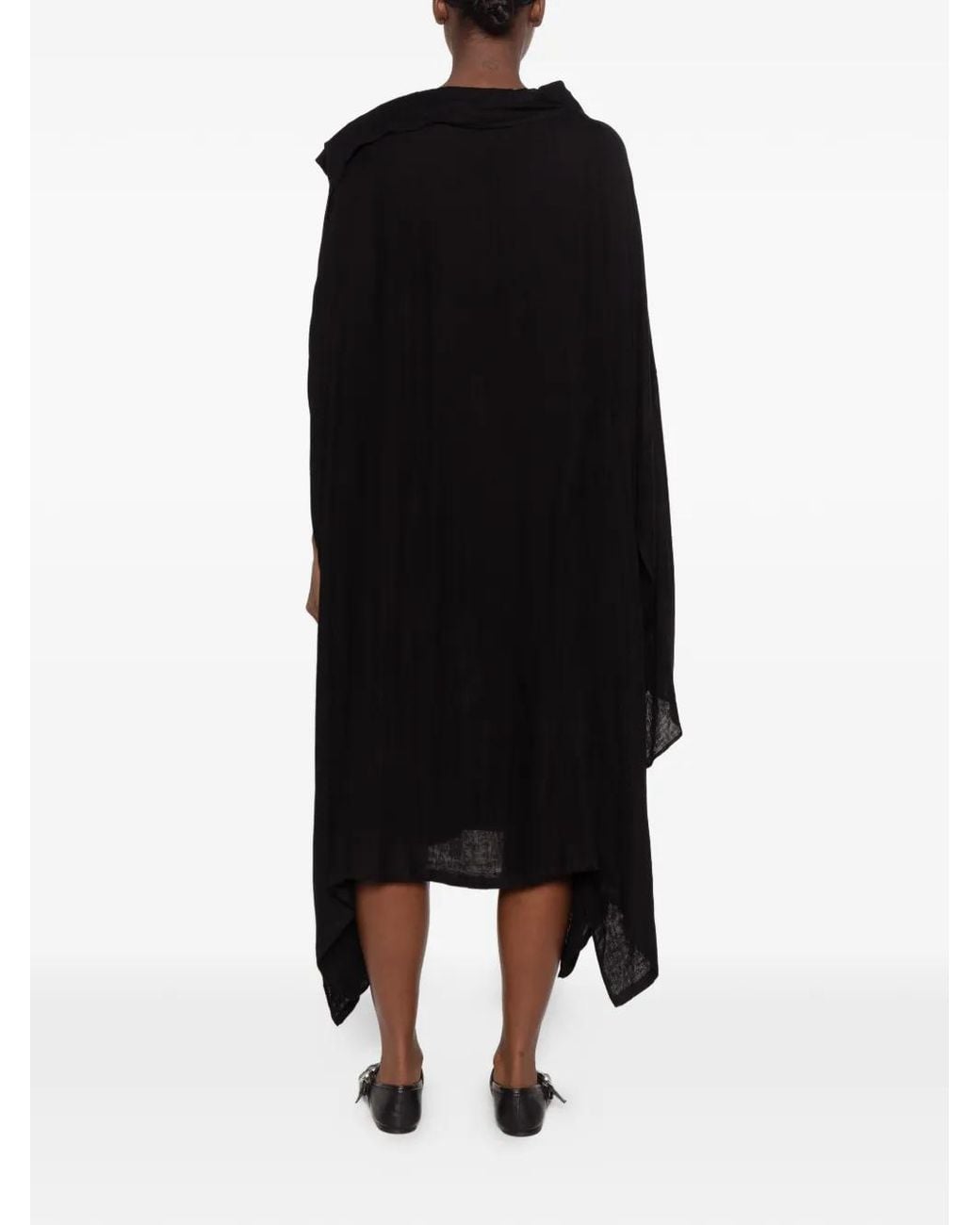 Yohji Yamamoto Black Stand-Collar Asymmetric Dress