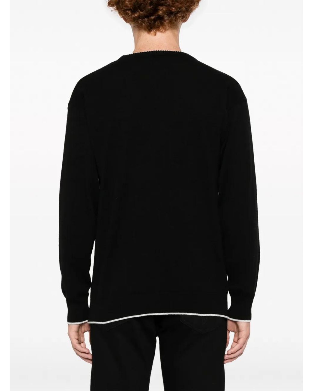 FAMILY FIRST Black Embroidered-Logo Crew-Neck Jumper for men