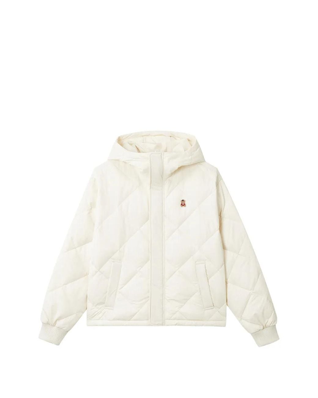 Chocoolate White Quilted Hooded Jacket