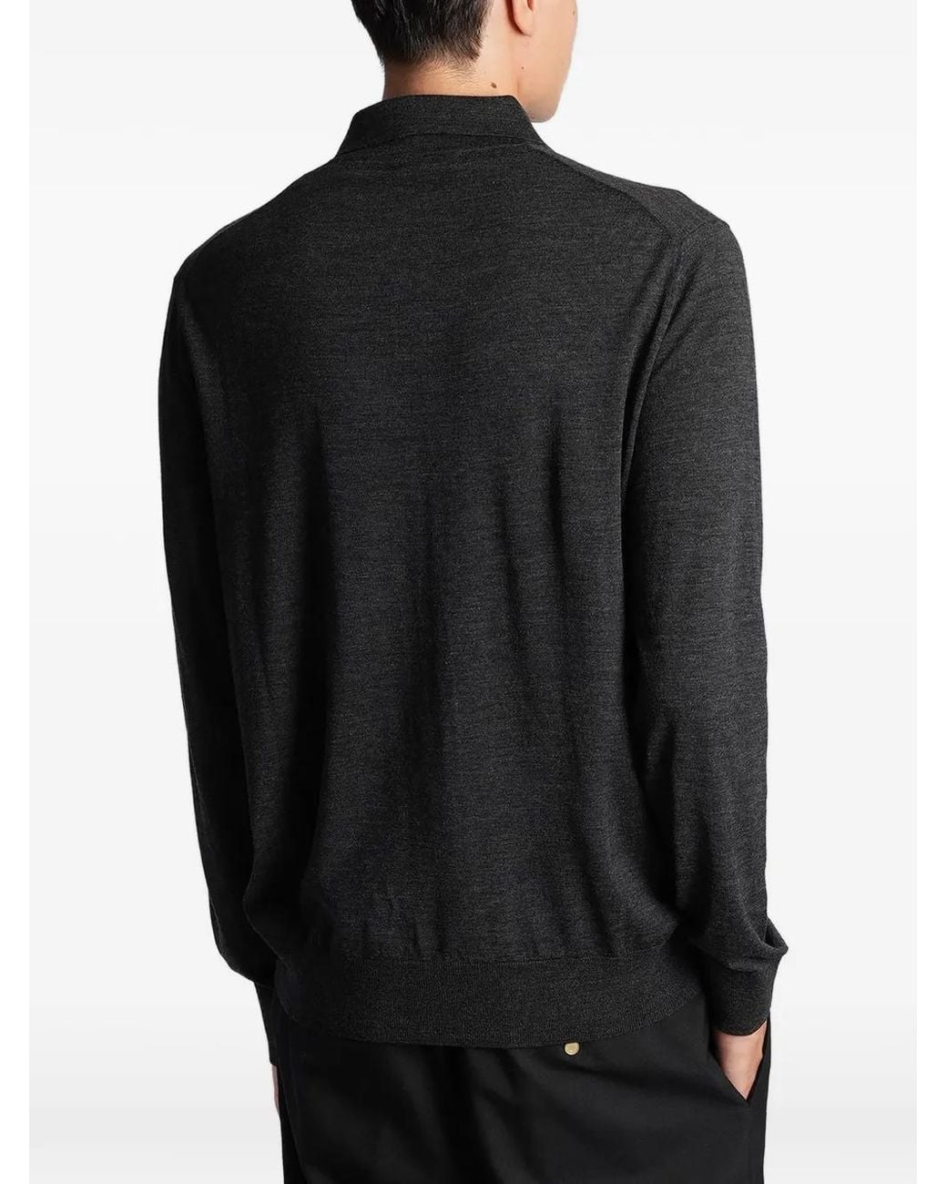 Ballantyne Black Long-Sleeve Polo Shirt for men