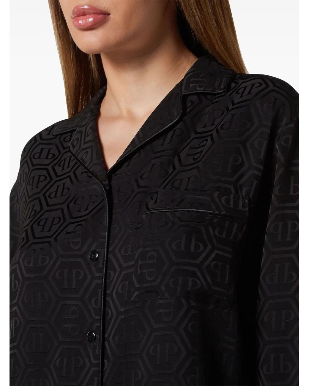 Philipp Plein Overhemd Met Monogram-Print in het Black