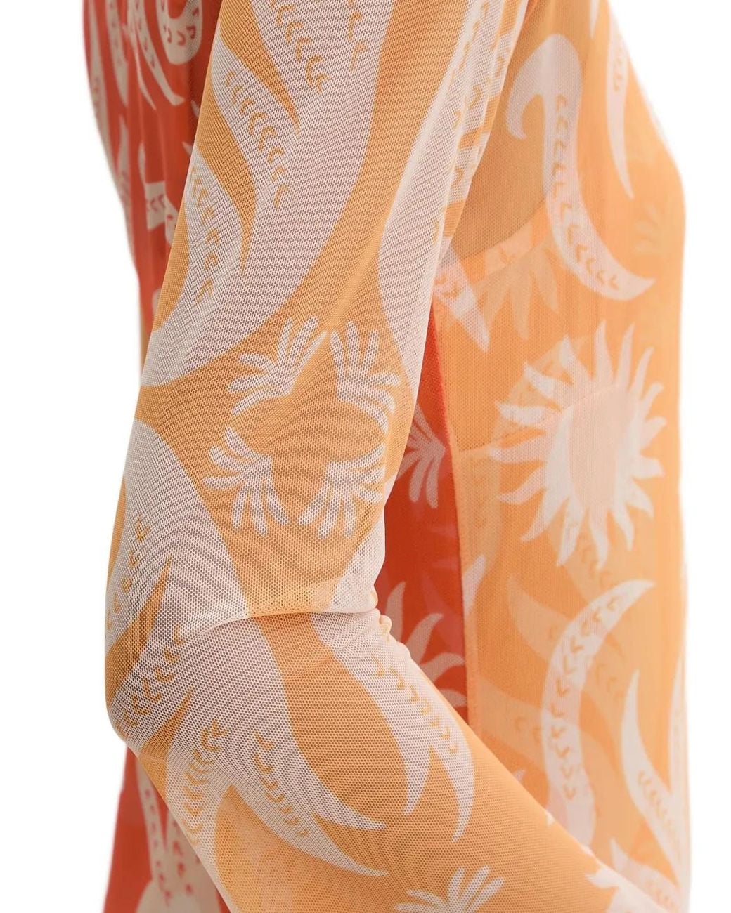 Never Fully Dressed White Graphic-Print Long-Sleeve Midi Dress
